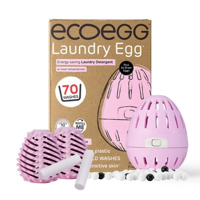 Ecoegg Spring Blossom Refillable Laundry Egg & Dryer Balls. Eco Detergent Replacement. Non Bio, no enzymes, phosphates. 70 Washes. Dryer Balls Reduces Drying Time.
