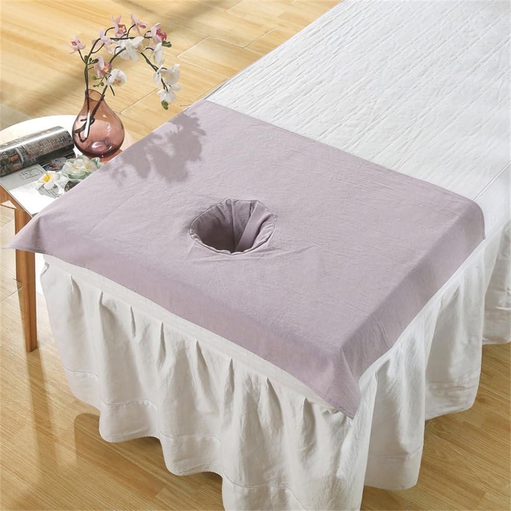 Morbuy 5pcs Massage Bed Cover Sheet, Beauty bed cover with Face Hole Soft Washable SPA Massage Table Face Towel Suitable for SPA Salons, Therapists 5 (50x80 cm,deep purple)