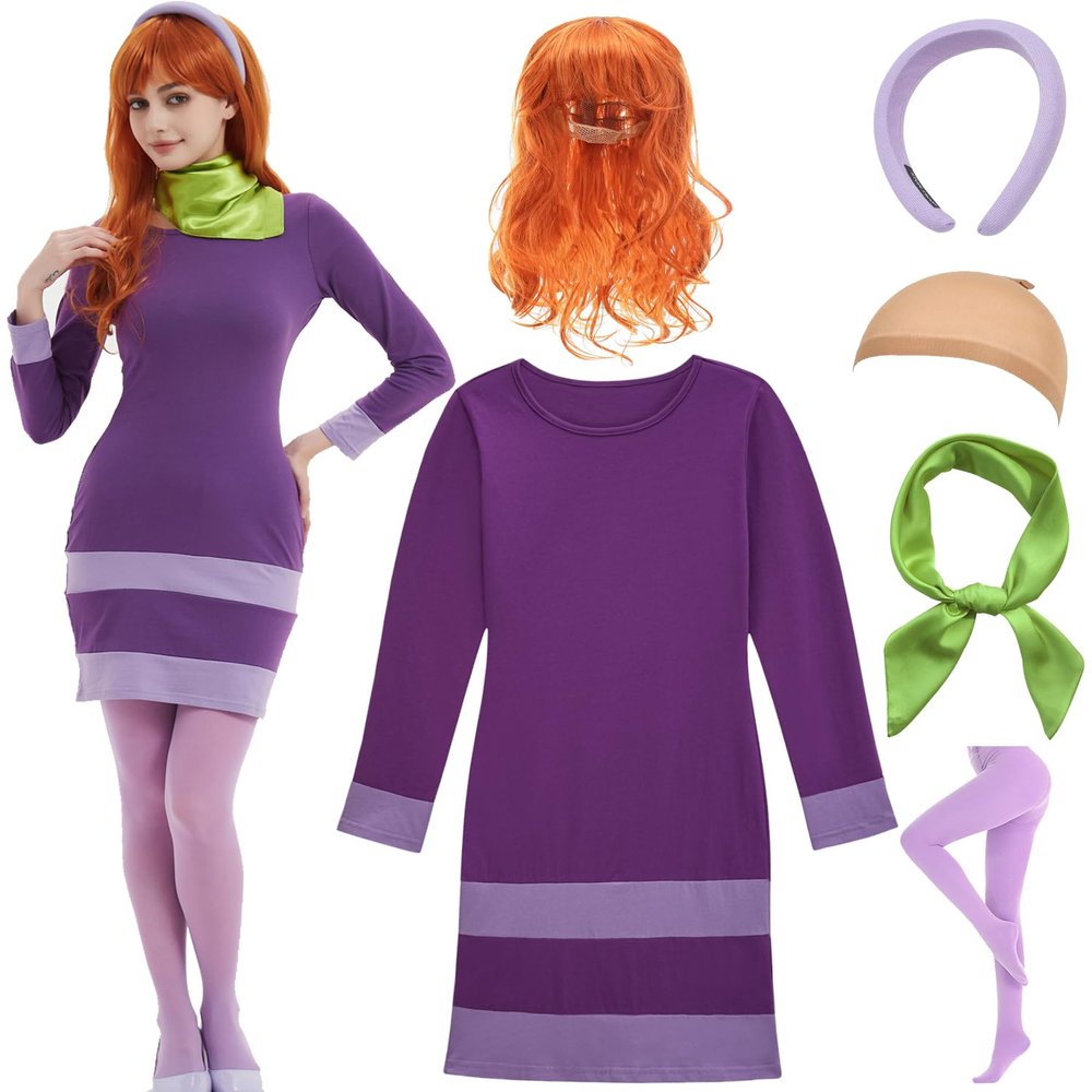 UIMLK Women's Purple Mini Dress Halloween Costumes Outfits, Purple, XX-Large