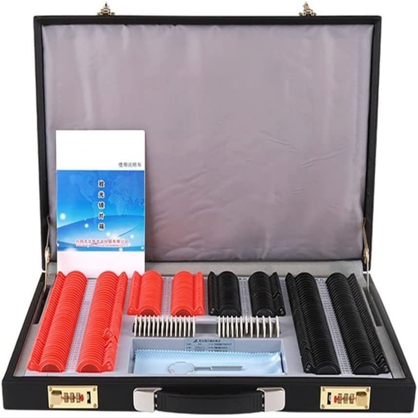 CFDZCP Optometry Kit Case 266 Pcs Plastic Rim Eye Test Glasses Set Includes Aluminum Case  Optometry Optician, Optical Trial Lens SetEye Protection Accessories