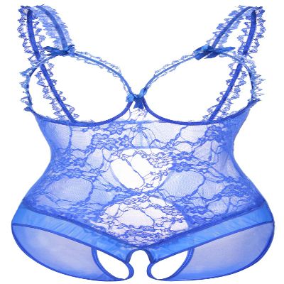 AIBINGGE Sexy Lace Bodysuit Lingerie for Women, One Piece, Black, Blue, XL