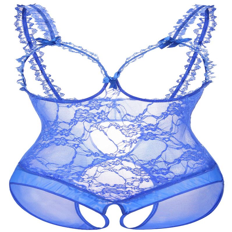 AIBINGGE Sexy Lace Bodysuit Lingerie for Women, One Piece, Black, Blue, XL