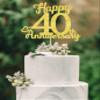 veegood Happy 40th Anniversary Cake Toppers - 40th Wedding Anniversary Decorations, 40th anniversary cake topper, 40th Anniversary Party Decorations Golden Double Sided Glitter Forty, 40 Years view 1