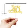 veegood Happy 40th Anniversary Cake Toppers - 40th Wedding Anniversary Decorations, 40th anniversary cake topper, 40th Anniversary Party Decorations Golden Double Sided Glitter Forty, 40 Years view 2