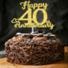 veegood Happy 40th Anniversary Cake Toppers - 40th Wedding Anniversary Decorations, 40th anniversary cake topper, 40th Anniversary Party Decorations Golden Double Sided Glitter Forty, 40 Years view 3