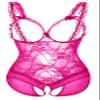 AIBINGGE Sexy Lace Bodysuit Lingerie for Women, One Piece, Black, Rose Red, XL view 1