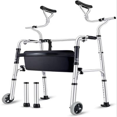 Folding Walker - Standard Walker with Wheels and Removable Padded Armrests 180kg, Platform Walker with Arm Support for Senior, Handicap & Disabled(Color:Multi-Colored)
