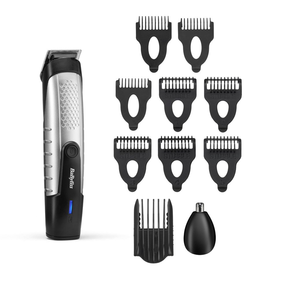 BaByliss Lithium Power Beard Trimmer Cordless Grooming Kit with Stainless Steel Blades, Nose & Ear Trimmer, 14 Cutting Lengths (0.510mm), USB Charging, 80-Minute Runtime, T812U