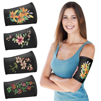 Vabean 4 Pcs PICC Line Cover Sleeve PICC Upper Arm Cover Soft Breathable Elastic Line Sleeve for Women Men Adult, Black Color, Large