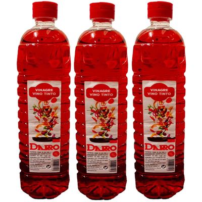 3x 1L Red Wine Vinegar Premium Spanish Strong Flavour Excellent for Cooked Vegetables, Dressing on Rice, Salads, Meat and Fish.