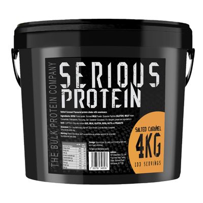 SERIOUS Protein Protein Powder 4kg Low Carb Supports Lean Muscle Growth Recovery Supplement - The Bulk Protein Company - 133 Servings (Salted Caramel)