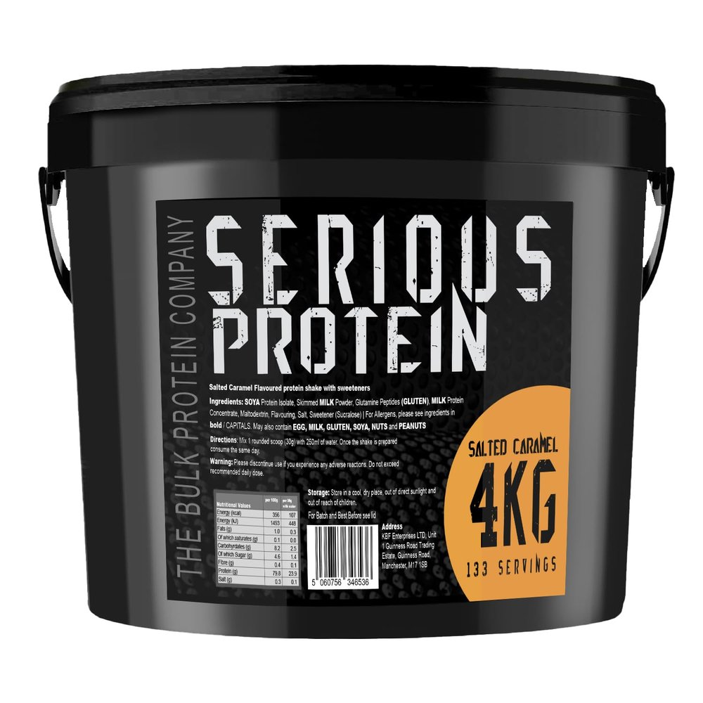 SERIOUS Protein Protein Powder 4kg Low Carb Supports Lean Muscle Growth Recovery Supplement - The Bulk Protein Company - 133 Servings (Salted Caramel)