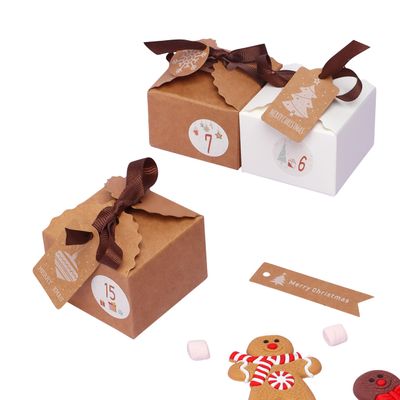 G Decor Eco-Friendly 24 Holiday Ribbon Gift Boxes Elegant DIY Advent Countdown Christmas Set