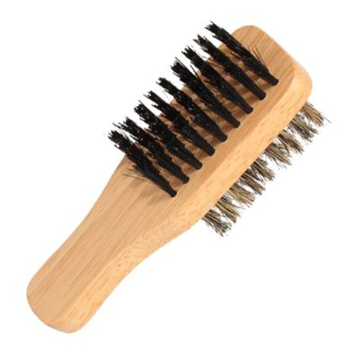 BELLIFFY Double-sided Small Beard Brush with Natural Boar Bristles and Beech Wood Handle, Two-in-one Mustache and Beard Grooming Brush for Mens Facial Hair Care and Styling, Barber