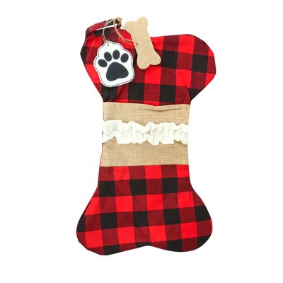 Hessian Christmas Stocking for Pets (Red)