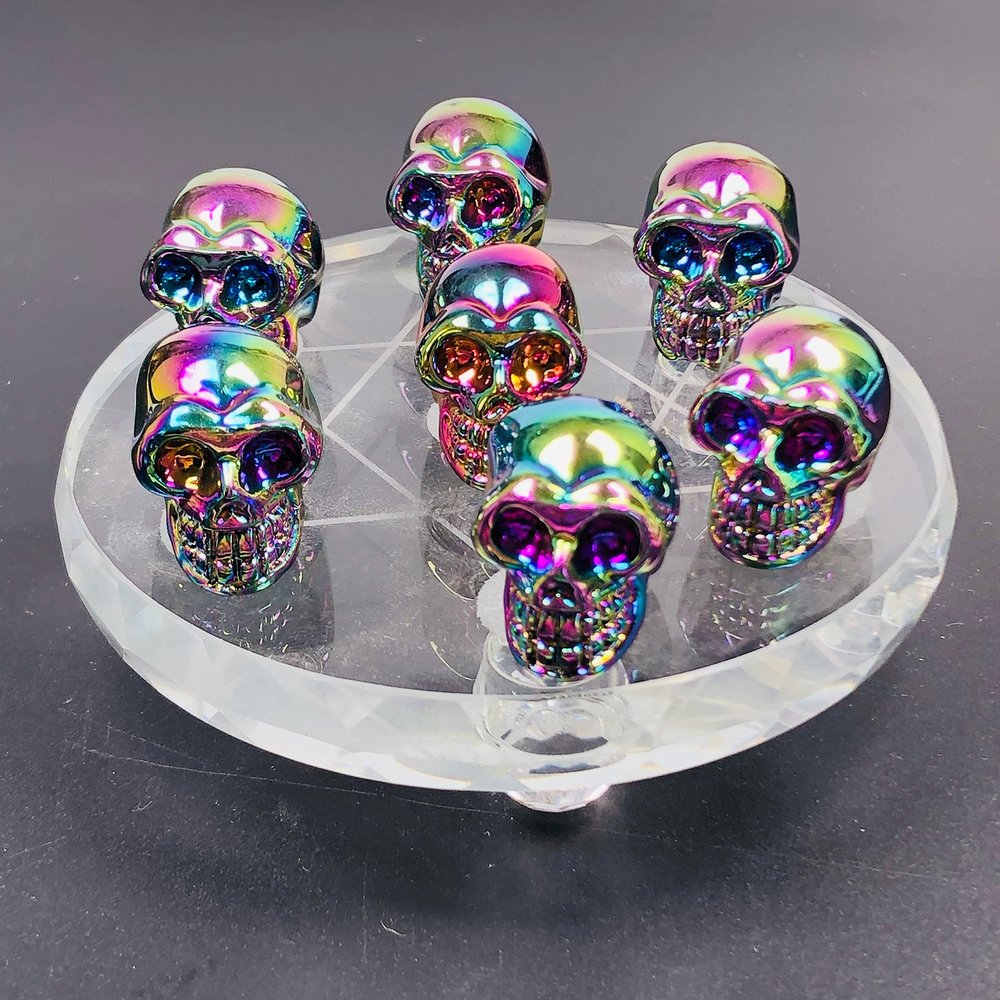 ICXLPMC NaturalElectroplated Metal Colour Gemstone Crystal Skull Stone Seven Star Array Ornament for Home DecorationStone Natural stones Home Collections