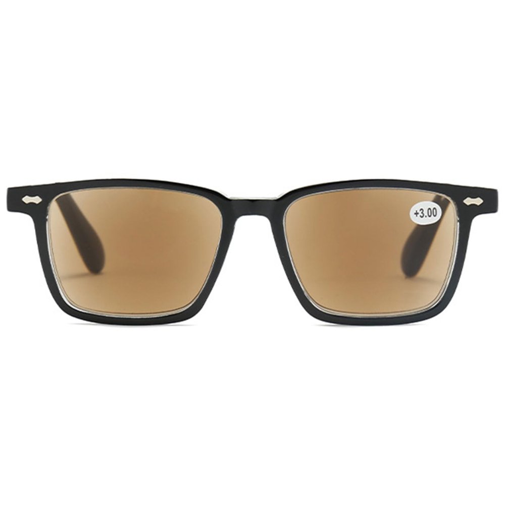 ABETOS Sun Readers Tinted Reading Glasses UV400 Full Lens Blue Light Blocking Retro Fashion Reading Sunglasses for Men Women 1.0+ 1.5+ 2.0+ 2.5+ 3.0+, BlackClear&Brown 3.0