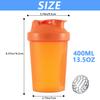 Protein Shaker Bottle with Stainless Steel Mixing Ball, Protein & Supplement Shaker Bottle, Leak Proof Flip Flop Lid Shake Bottle Mixer, BPA Free Protein Shake Bottle 400ml (Orange) view 2