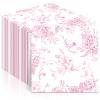 100Pcs Pink Floral Paper Napkins Spring Pink and White Flower Napkins Party Supplies Floral Dessert Hand Towel tissue Decorative Toile for Wedding Birthday Baby Shower Garden Tea Summer Party Favor view 1