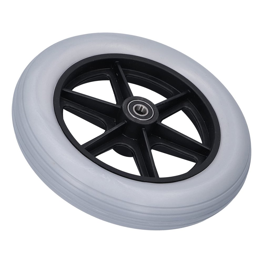 10in Wheelchair Front Wheel with 12mm Bearing Hole, Non Slip Wear Resistant, Sturdy Aluminium Alloy Material for Walker Caster, Suitable for Wheelchair