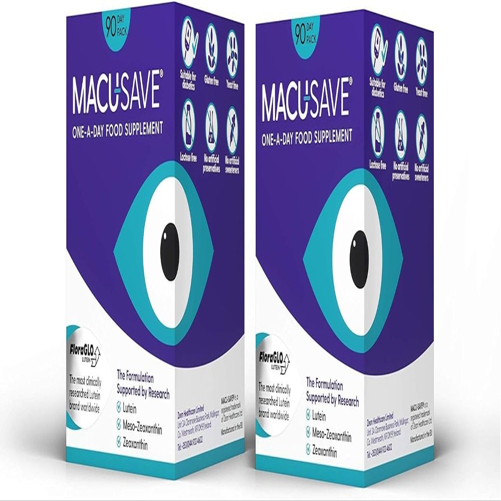 2 X 90 Pack -Macu-SAVE Food Supplement with Meso-Zeaxanthin/Lutein and Zeaxanthin - 90 Capsules