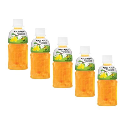Moggu Moggu 320ml - Mango - A Delicious Strawberry Flavoured Drink With Pieces Of Nata De Coco - Pack of 5 x 320ml