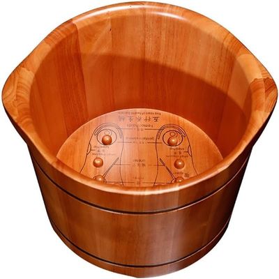 Oak Foot Spa Soak Tub with Massage, Wooden Foot Basin for Soaking Feet, Household Foot Bath Barrel for Relieve Foot Fatigue