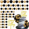 75 PCS Black and Gold Cake Decorations Balls Happy Birthday Insert Cards for DIY Cake Decoration Baby Shower Wedding Birthday Party view 1