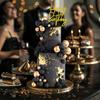 75 PCS Black and Gold Cake Decorations Balls Happy Birthday Insert Cards for DIY Cake Decoration Baby Shower Wedding Birthday Party view 3