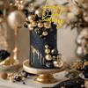 75 PCS Black and Gold Cake Decorations Balls Happy Birthday Insert Cards for DIY Cake Decoration Baby Shower Wedding Birthday Party view 4
