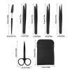 Bwetomk 6Pcs Professional Eyebrow Tweezers Set with Curved Stainless Steel Scissors Precision Tweezers for Eyebow Ingrown Hair Removal, Eyelash Extension, Hair, Chin, and Ingrown Hair Removal view 2