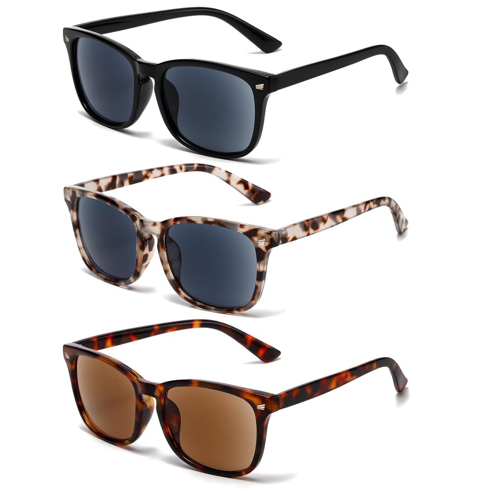 3 Pack Reader Sunglasses For Women Classic Retro Reading Sunglasses UV400 With Metal Hinge +1.5