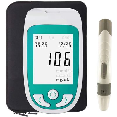 Blood Tester, 3 in 1 Analyzer for Blood Sugar,Uric Acid,Cholesterol Monitor with Test Strips Home Test Kit with 50 Blood Sugar +25 Uric Acid +10 Cholesterol Test Strips Analyzer
