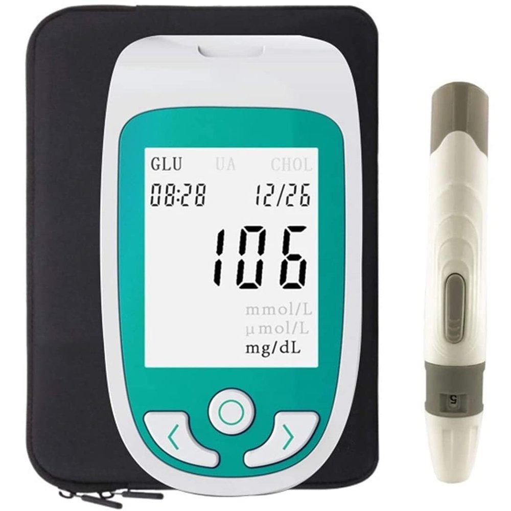 Blood Tester, 3 in 1 Analyzer for Blood Sugar,Uric Acid,Cholesterol Monitor with Test Strips Home Test Kit with 50 Blood Sugar +25 Uric Acid +10 Cholesterol Test Strips Analyzer