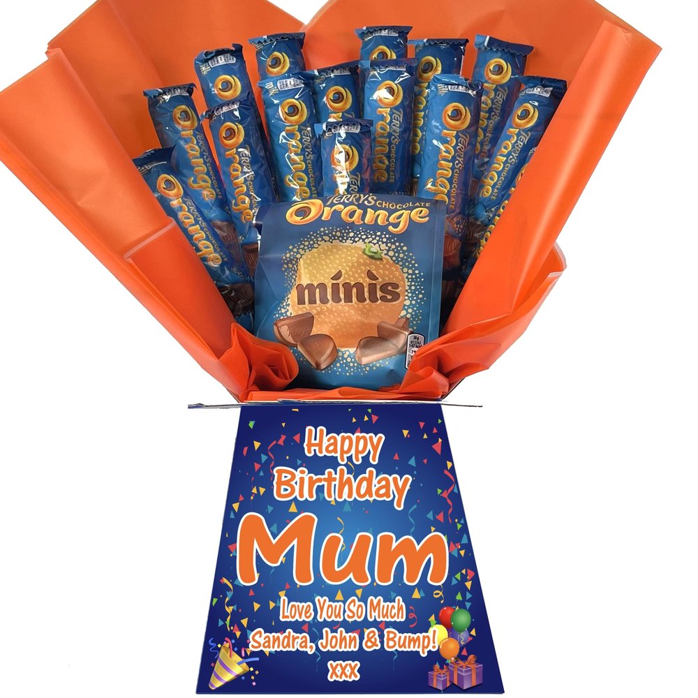 Personalised Luxury Chocolate Bouquet Hamper  Personalised Sweet Gift for Him or Her  Great Choice for Birthdays, Christmas or Any Occasion (Compatible With TERRYS CHOCOLATE ORANGE)