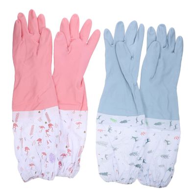 minkissy 2pair Gloves Men Water Resistant Heavy Duty Gloves for Gardening Cleaning Dishwashing Long Cuff Protection Random Color