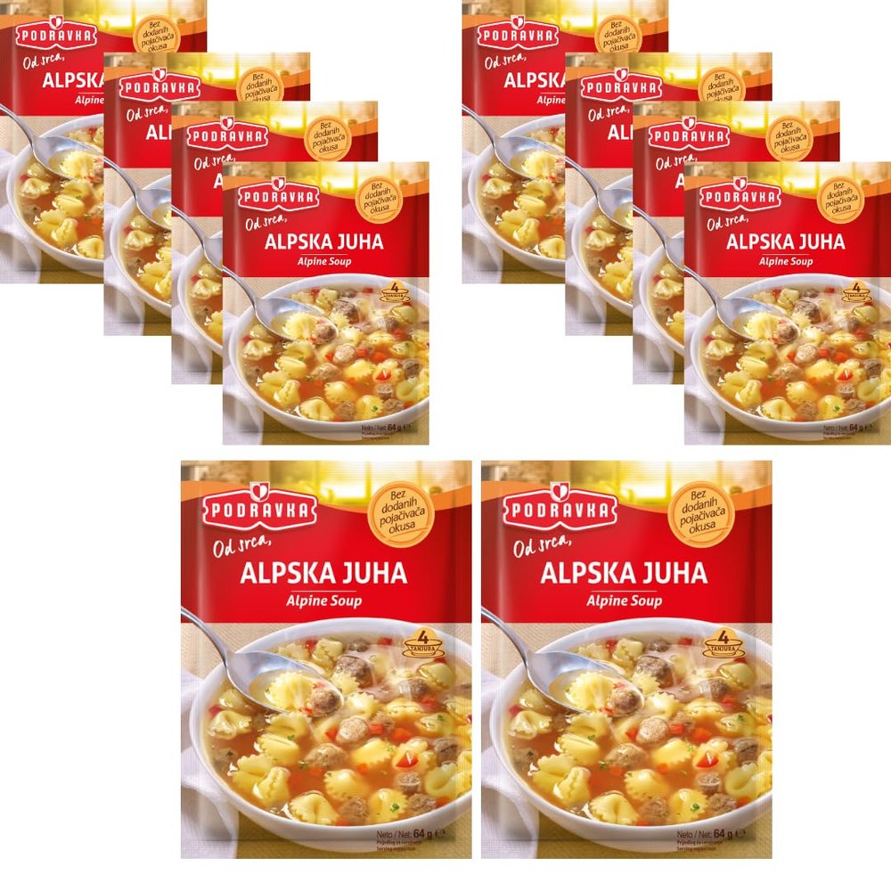 Podravka Alpine Soup Alpska Juha 64 Gram x 10 Packs by Pufai Grocery