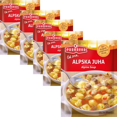 Podravka Alpine Soup Alpska Juha 64 Gram x 5 Packs by Pufai Grocery