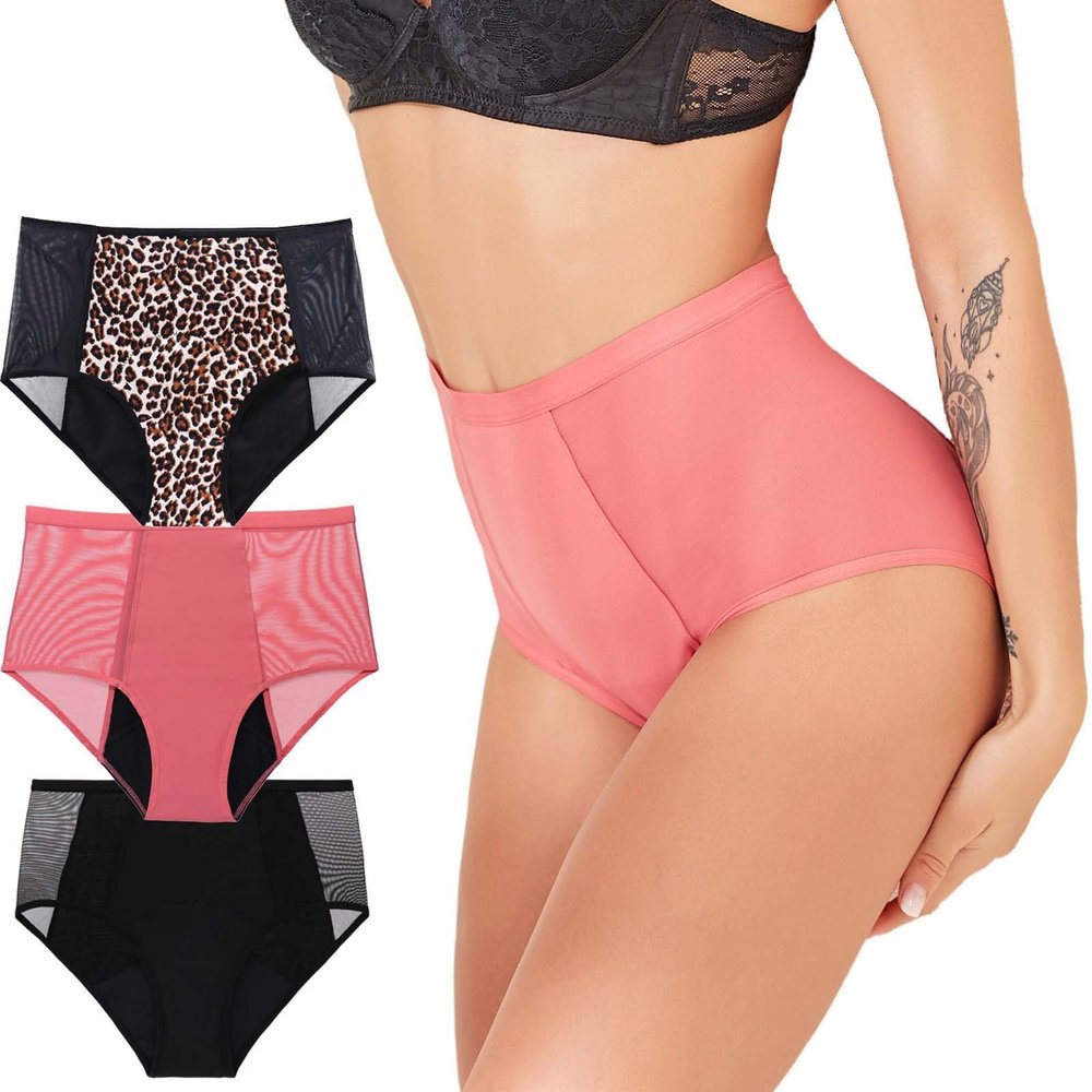 Womens Period Pants Heavy Flow Extra Protection Leakproof Menstrual Postpartum Underwear Reusable Incontinence Pants for Women Pack of 3(Size:S)
