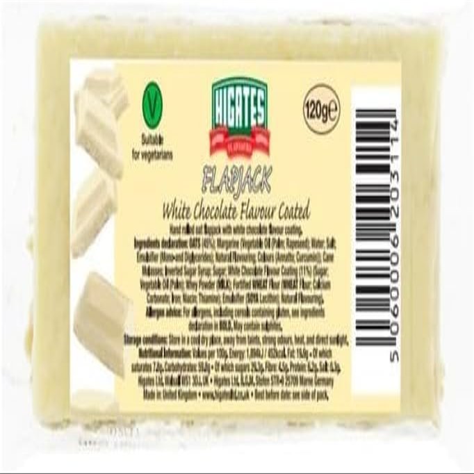 Higates Flapjacks White chocolate flavour coated 120g Delicious Tasty And Twisty Treat,For Christmas,Birthday,Easter Gift (6)