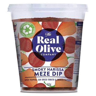 Real Olive Co Smoky Harissa Meze Dip 1kg | Deli Fresh To Your Door | North African Harissa | Cold Pressed Oil | Spicy Mediterranean Dip | Restaurant Quality