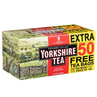 Yorksshire Tea 160s + 50 Free - Let's Have a Proper Brew - 210 Tea Bags For The Price Of 160 - Extra 50 Free