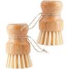 Luxylei 2pcs Wooden Dish Scrub Brushes, Pot Scrubbing Brush, Round Mini Dish Brush, Kitchen Cleaning Scrubbers for Cleaning Pots, Pans, Plate view 1