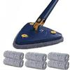 360 Adjustable Rotating Cleaning Mop Triangular Mop with Compressed Water Automatic Cleaning for Kitchen, Walls, Ceiling, Corners (Blue + 6 Fabric) view 1