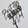 Best Husband and Dad Acrylic Charm Cake Topper Acrylic Father's Day Cake Topper Decorations ACRYLIC Husband Cake Charm (Pink Mirror Acryl) view 1