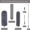 Kruluuvia 4Pcs Microfiber Duster Kit with Extension Pole 30-110 Inches Metal+Plastic High Ceiling Duster for High Ceiling for Cleaning Cobweb, Blinds, Furniture,Car view 4