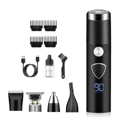 5 in 1 Electric Shaver for Men,USB Rechargeable Electric Razors,3-Speed Shaver with 4 Different Functional Replacement Heads,IPX7 Waterproof Wet and Dry Shaving,Gifts for Father (Black)