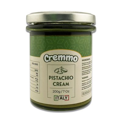 Cremmo Pistachio Cream Spread 200g Glass Jar, Authantic Fluid and Smooth of Sicily/Italy