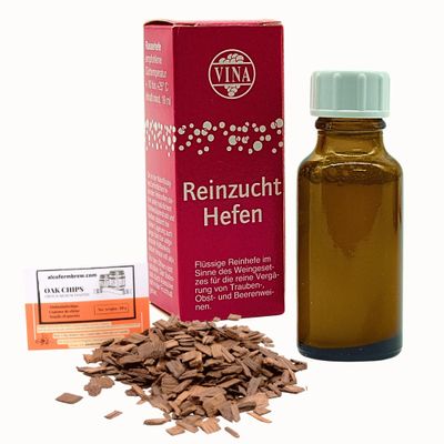 AlcoFermBrew Sherry Liquid Wine Yeast 19ml for 50L + Oak Chips, Vina Yeast for Wine