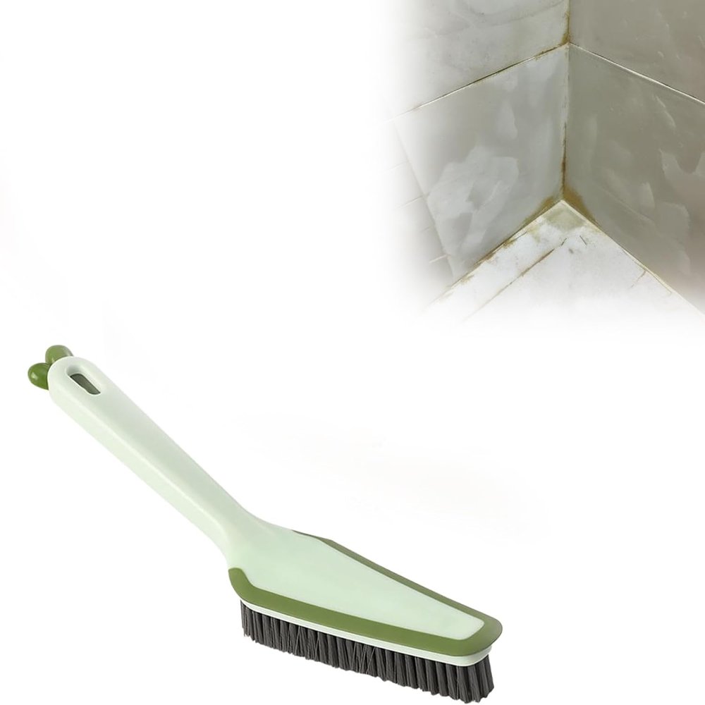 4 in 1 Multi-functional Hard Bristle Crevice Cleaning Brush,Tile Edge Seam Gap Small Cleaning Scrub Brush,Long Handle Clean without Blind Spots for Household, Bathroom, Kitchen (Green)